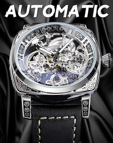 FORSINING Square Luxury Retro Mechanical Watch for Men 42mm (1.65in) | Automatic Self-Wind thumbnail 3