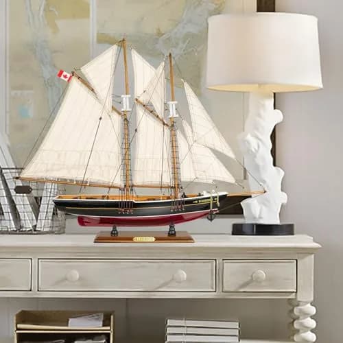 SAILINGSTORY Bluenose Wooden Sailboat Model Ship 67.3cm (26.5"L x 3.95"W x 21.25"H) | Historical Nautical Decor thumbnail 5