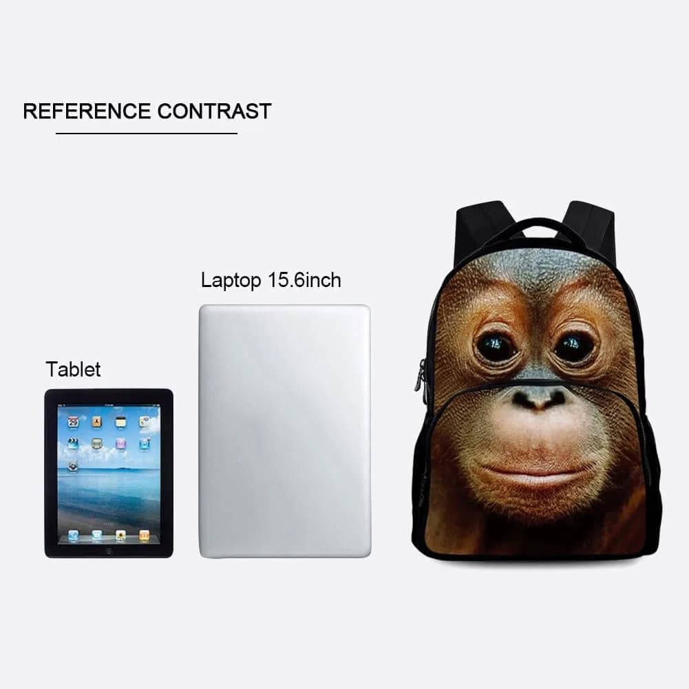 ENDUO DESIGN Animal Backpack Orangutan 17 Inch | 3D Animal Print School Daypack for Kids & Adults thumbnail 2