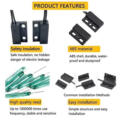 AOAUTO Magnetic Reed Switch 23mm x 14mm x 6mm | Normally Open Wired Door Sensor 2-Pack thumbnail 4