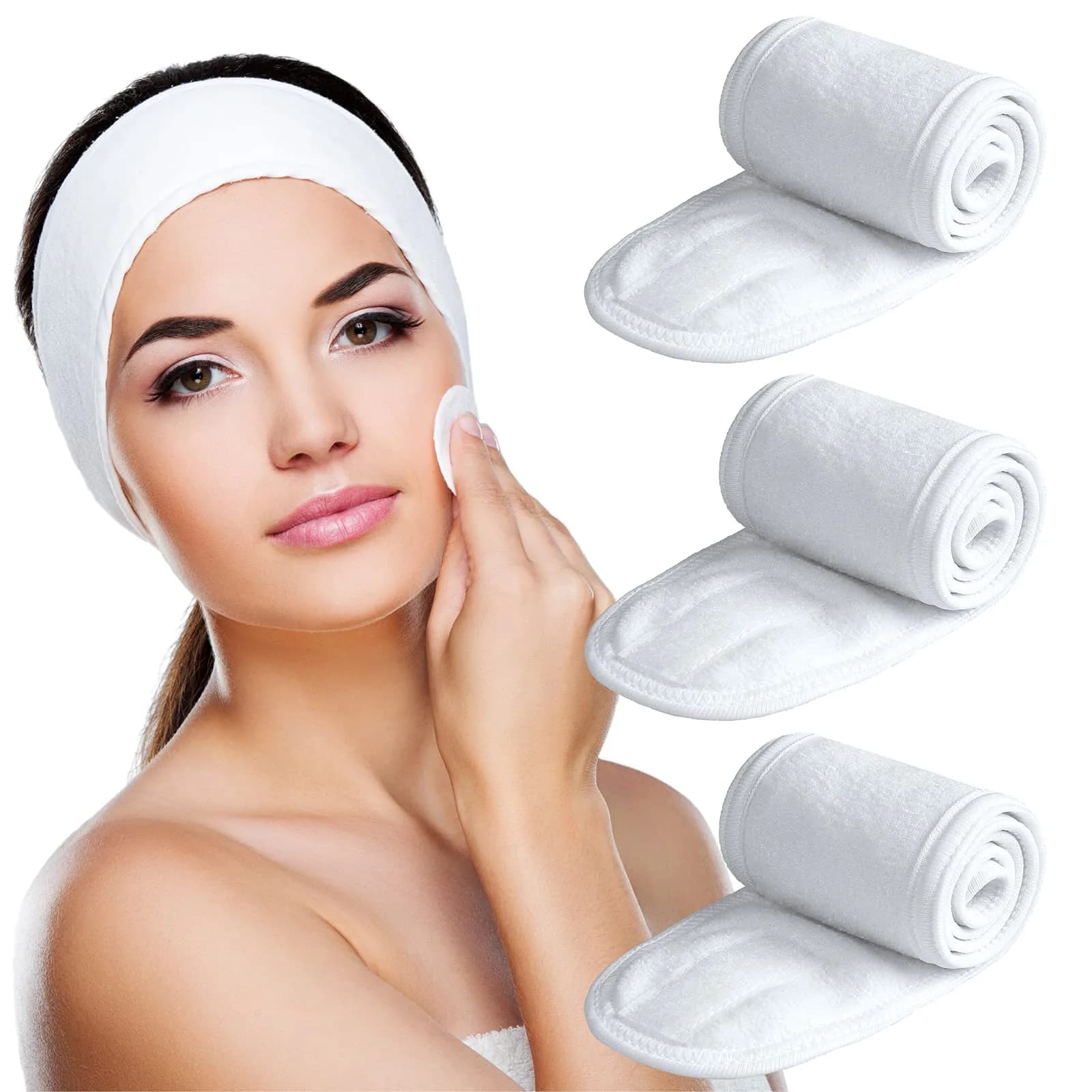 Denfany Ultra Soft Spa Headband 3 Pack | Adjustable Terry Cloth for Face Washing & Makeup