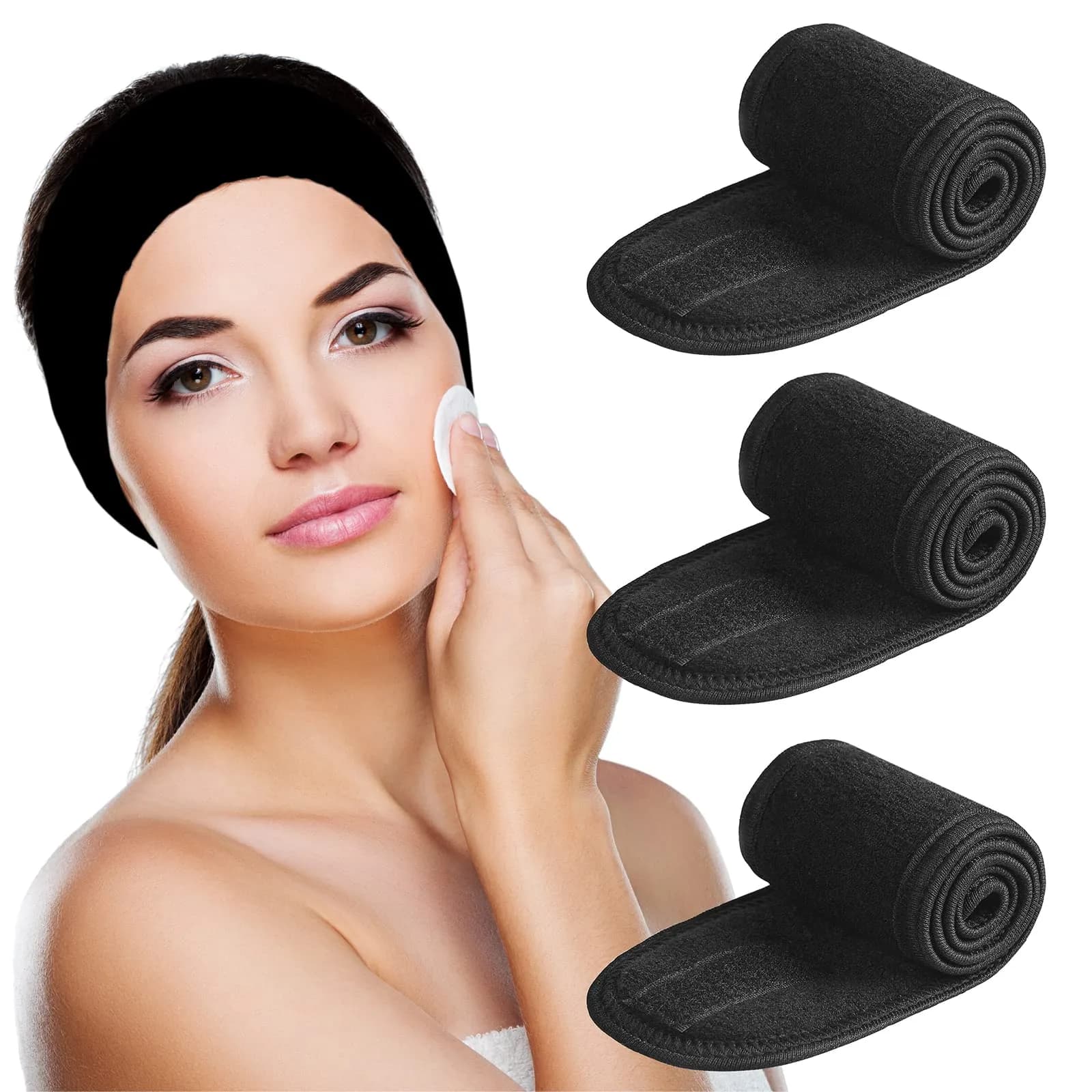 Denfany Soft Terry Cloth Spa Headband | Adjustable & Absorbent for Face Washing, Yoga, Makeup Removal