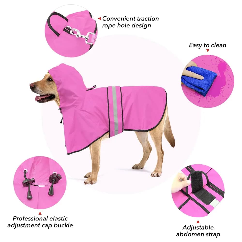 Ezierfy Reflective Dog Rain Coat - Waterproof Adjustable Pet Rain Jacket, Lightweight Dog Hooded Poncho Raincoat for Large Dogs | Safety & Comfort thumbnail 6