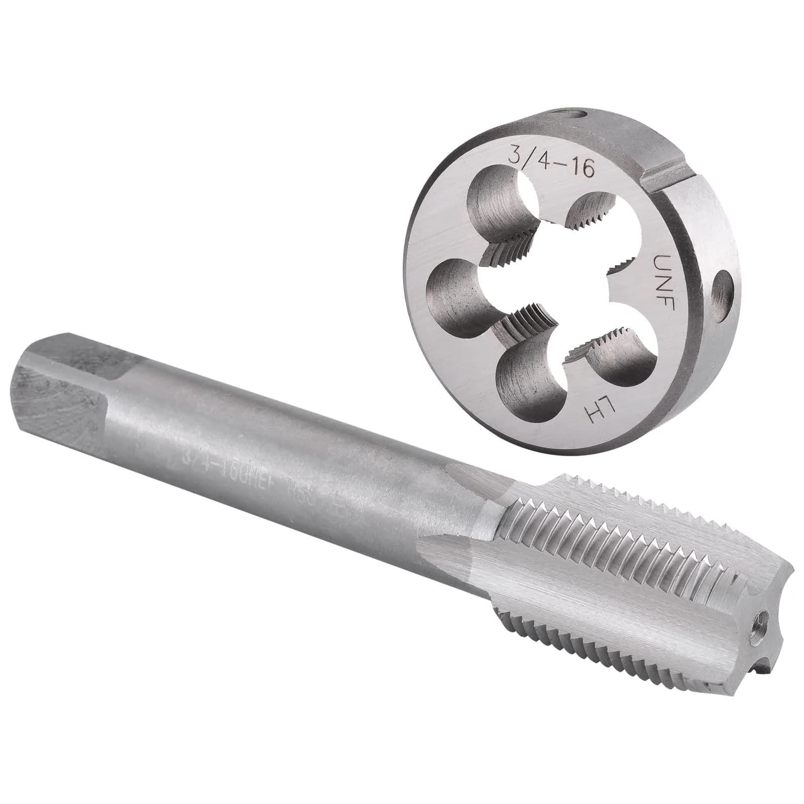 Burkit 3/4"-16 UNF Left Hand Tap and Die Set | High-Speed Steel Tap, Alloy Steel Die