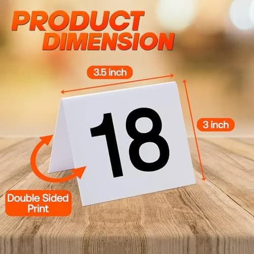Tapix Restaurant Table Numbers 1-50 White | Durable Plastic Tent Markers for Events thumbnail 2