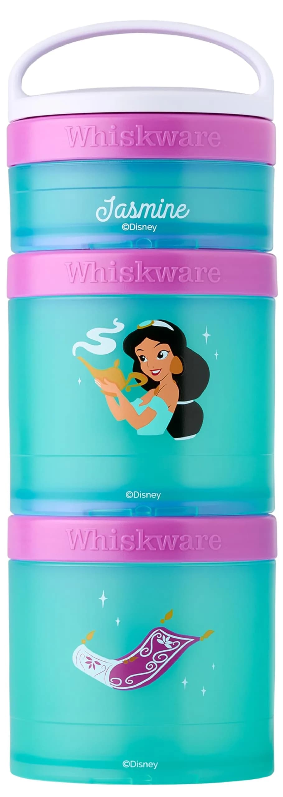 Whiskware Disney Princess Aladdin Stackable Snack Containers 3-Pack | BPA-Free & Dishwasher Safe — Jasmine