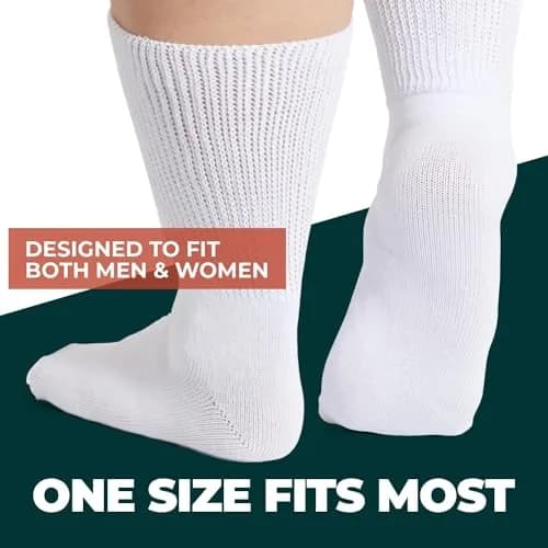 FORTIVO Extra Wide Socks for Swollen Feet | Diabetic Hospital Socks for Men & Women, Non Slip, 2 Pairs, 30" thumbnail 5