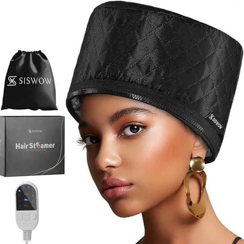 SISWOW Hair Steamer Thermal Heat Cap for Natural Hair | Deep Conditioning & Moisture (110V, 45W, Black) thumbnail 1