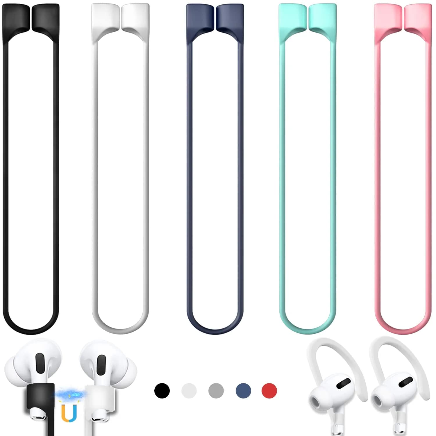 Mooyavia Ultra Strong Magnetic Anti-Lost Strap for AirPods Pro - 5 Color | Magnetic Silicone Neck Lanyard