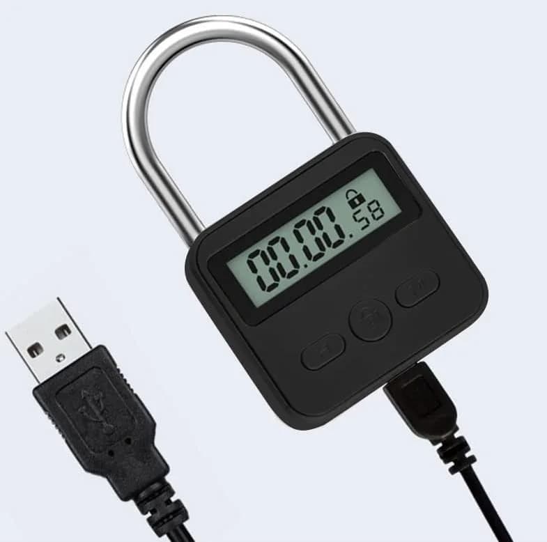 Enajucy Metal Timer Lock Black | Rechargeable Electronic Time Padlock with LCD Display thumbnail 8