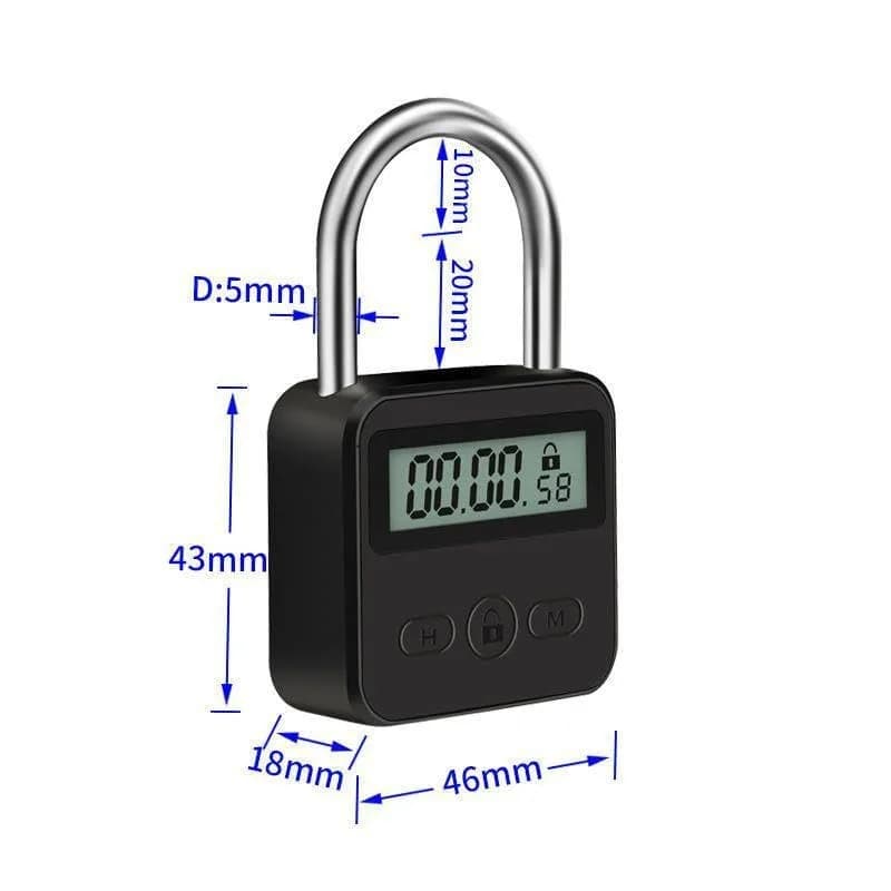Enajucy Metal Timer Lock Black | Rechargeable Electronic Time Padlock with LCD Display thumbnail 10