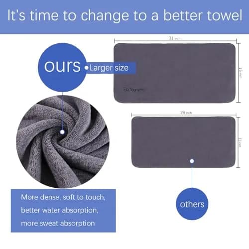 Wuwahold Microfiber Gym Towels Bigger Size 38.1cm x 78.7cm (15 x 31 Inches) 3-Pack | Super Soft & Absorbent for Fitness thumbnail 6