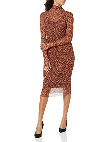 Steve Madden Vivienne Casual Dress Mocha Bisque | Long-Sleeved Midi, Nylon Blend thumbnail 1