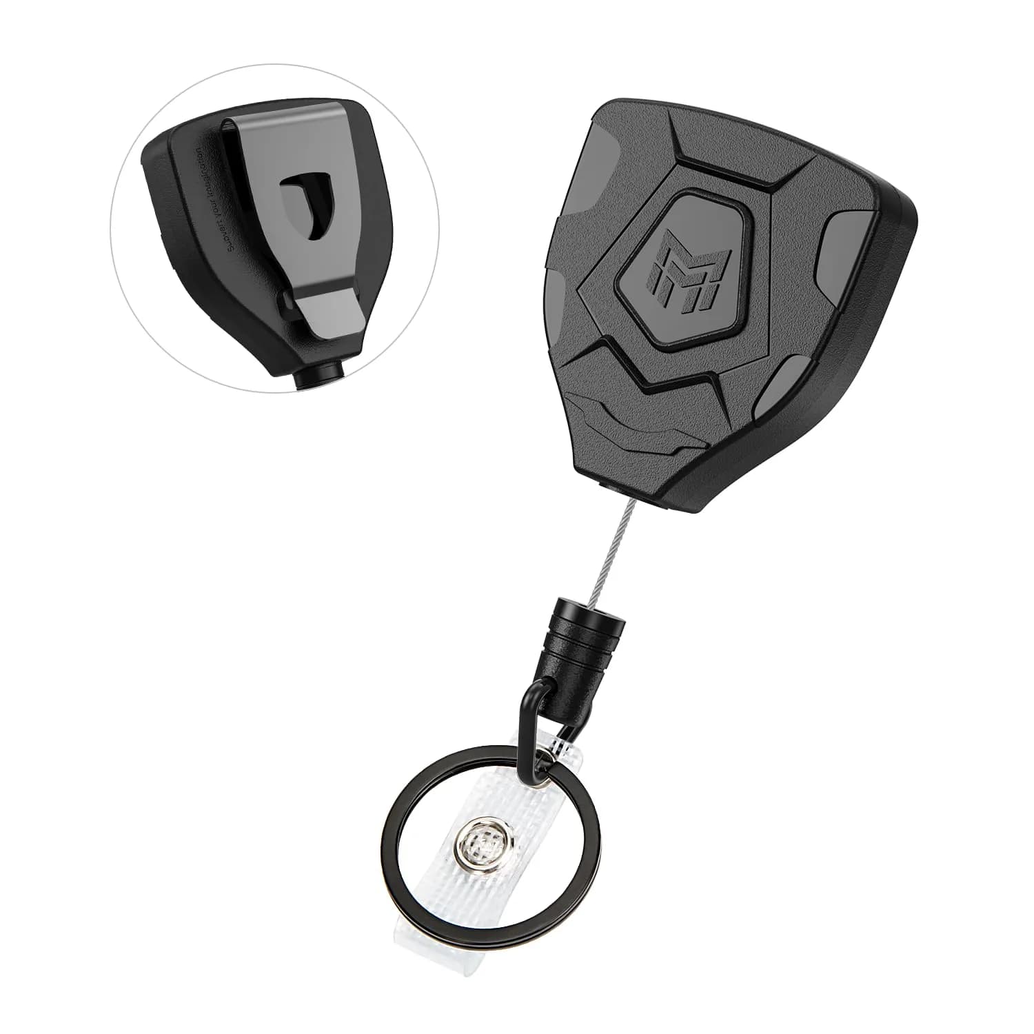 MNGARISTA Heavy Duty Retractable Badge Reel Keychain 31.5'' Steel Cord (4-Pack, Carbon Black) — Carbon Black