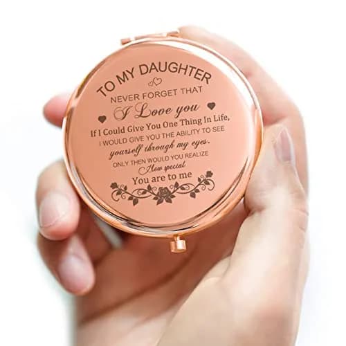 GAOLZIUY Rose Gold Daughter Compact Mirror | 7.49cm (2.95in) Diameter thumbnail 8