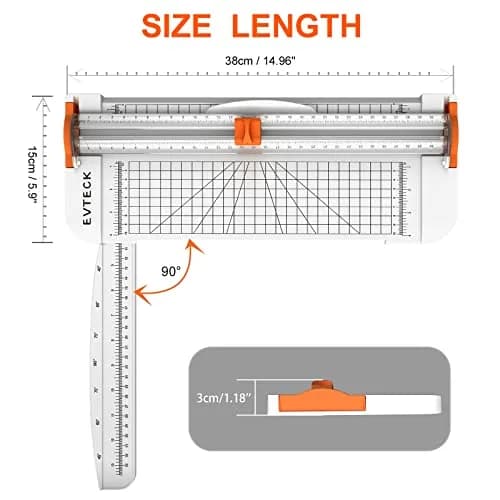 Evteck Paper Cutter 38.1 cm (15 inch) Slider Paper Trimmer | Professional School Paper Cutter thumbnail 2