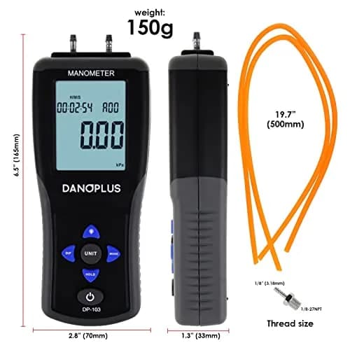 DANOPLUS Digital Manometer Gas Pressure Tester ±2.000psi | Accurate HVAC Air Pressure Meter with Data Record thumbnail 8