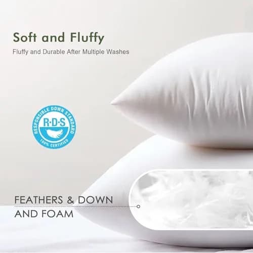 TOPGREEN Feather Down Throw Pillow Inserts 18 x 18 | Organic Cotton, Soft & Lofty (70-120 chars) thumbnail 5