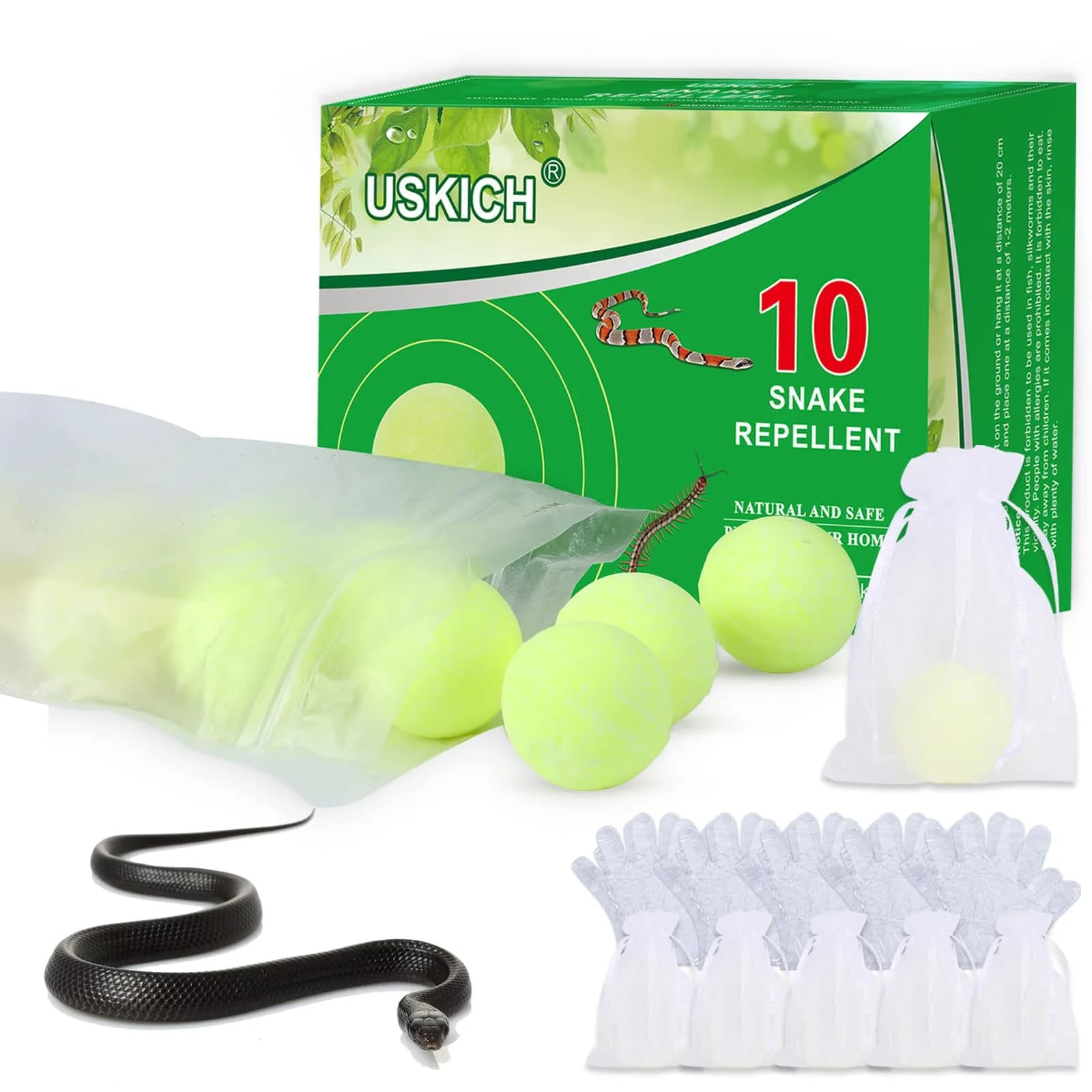 USKICH Natural Snake Repellent Balls 10 Pack | Repels Snakes, Rats & Pests Outdoors