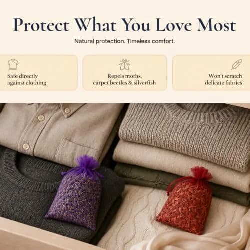 HOUNDSBAY Cedar and Lavender Sachets for Drawers and Closets 20 Packs | Natural Moth & Pest Repellent with Fresh Scent (120 characters) thumbnail 3