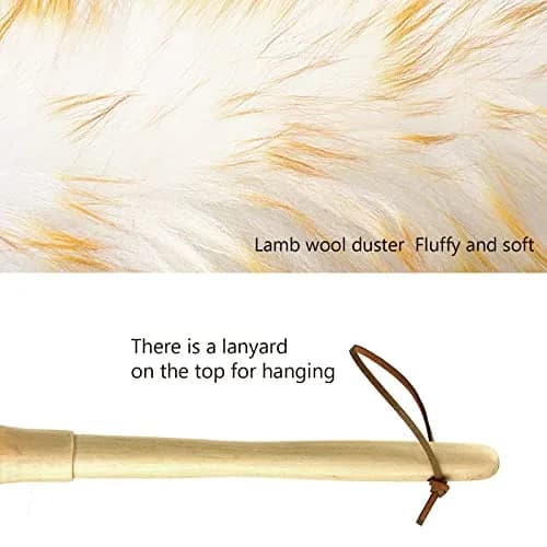 iHUFeather Lambs Wool Duster 16'' | Soft, Non-Scratch Dusting Tool for Delicate Surfaces thumbnail 3