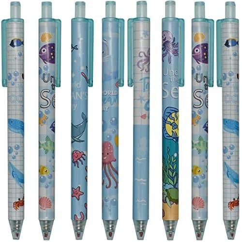 Maydahui 12 PCS Blue Sea Animal Gel Pens Black Ink Retractable | Smooth Writing, 0.5mm Fine Point thumbnail 1