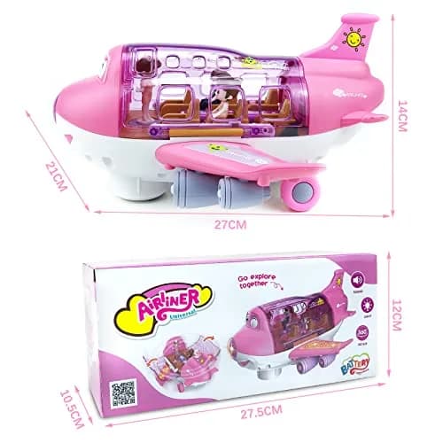Ynybusi Airplane Toys for Toddlers 10 inches Pink | Realistic Lights & Sounds for Kids 3+ thumbnail 5