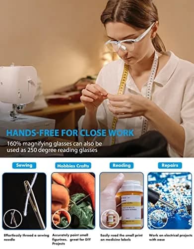 OKH Magnifying Glasses 160% Flip Up Down Lens Hands-Free for Close Work, Reading, Craft thumbnail 4