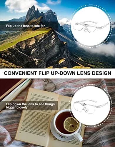 OKH Magnifying Glasses 160% Flip Up Down Lens Hands-Free for Close Work, Reading, Craft thumbnail 7
