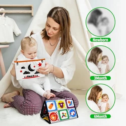 Dr.Rapeti Tummy Time Floor Mirror with Soft Book - High Contrast Baby Toy 21cm x 16.5cm thumbnail 4