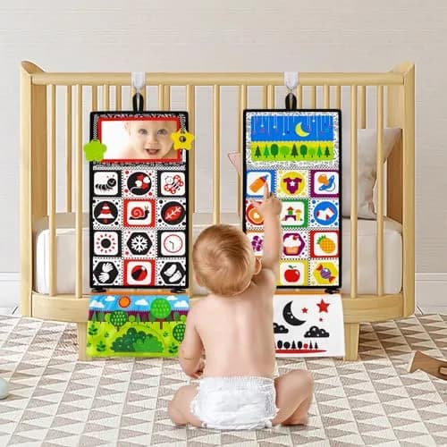 Dr.Rapeti Tummy Time Floor Mirror with Soft Book - High Contrast Baby Toy 21cm x 16.5cm thumbnail 7