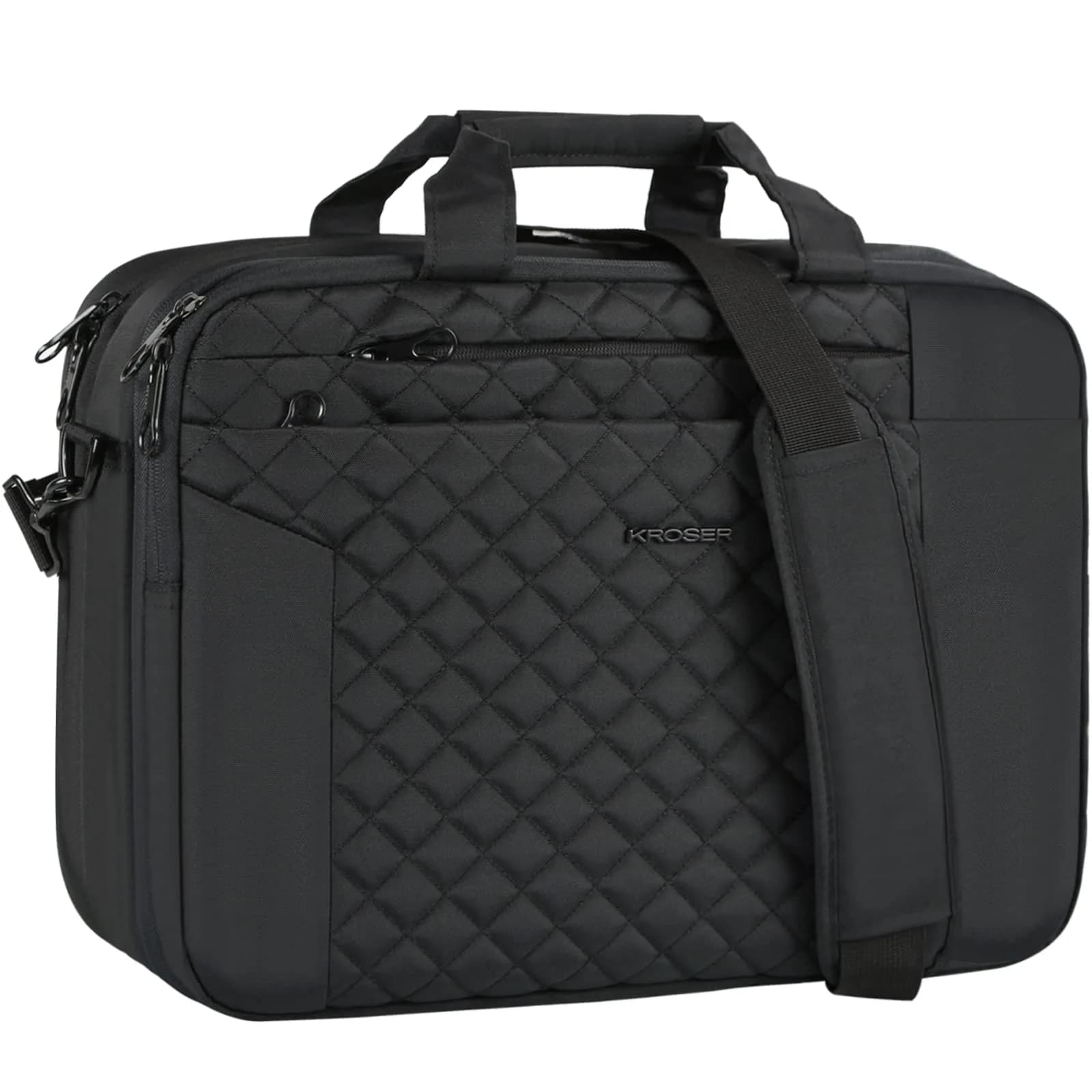 KROSER 17 Inch Expandable Laptop Bag Computer Briefcase with Luggage Strap & TSA Friendly Compartment | Water-Resistant Polyester - main product image