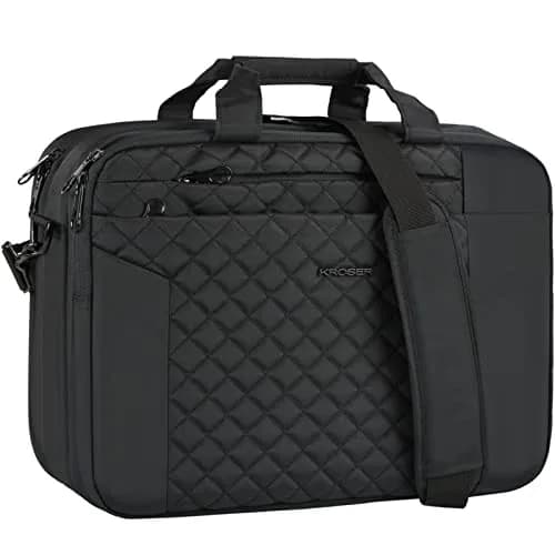 KROSER 17 Inch Expandable Laptop Bag Computer Briefcase with Luggage Strap & TSA Friendly Compartment | Water-Resistant Polyester thumbnail 1