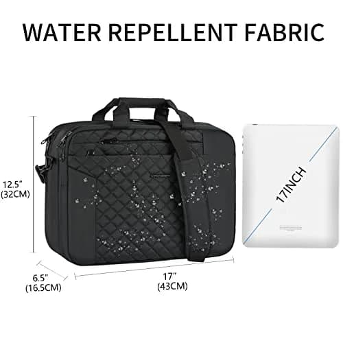 KROSER 17 Inch Expandable Laptop Bag Computer Briefcase with Luggage Strap & TSA Friendly Compartment | Water-Resistant Polyester thumbnail 3
