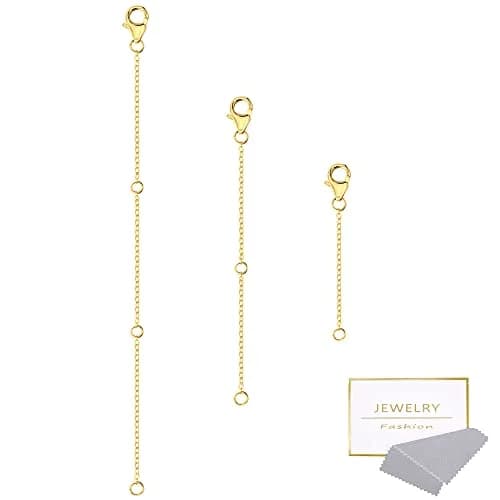ASH'S CHOICE Gold Necklace Extenders with Lobster Clasp, 3PCS 14K Gold Plated Brass Chains (2, 4, 6 Inches) | Jewelry Findings for Bracelets & Anklets thumbnail 1