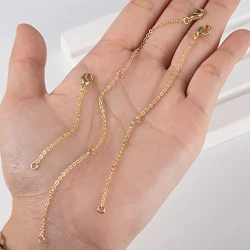 ASH'S CHOICE Gold Necklace Extenders with Lobster Clasp, 3PCS 14K Gold Plated Brass Chains (2, 4, 6 Inches) | Jewelry Findings for Bracelets & Anklets thumbnail 7