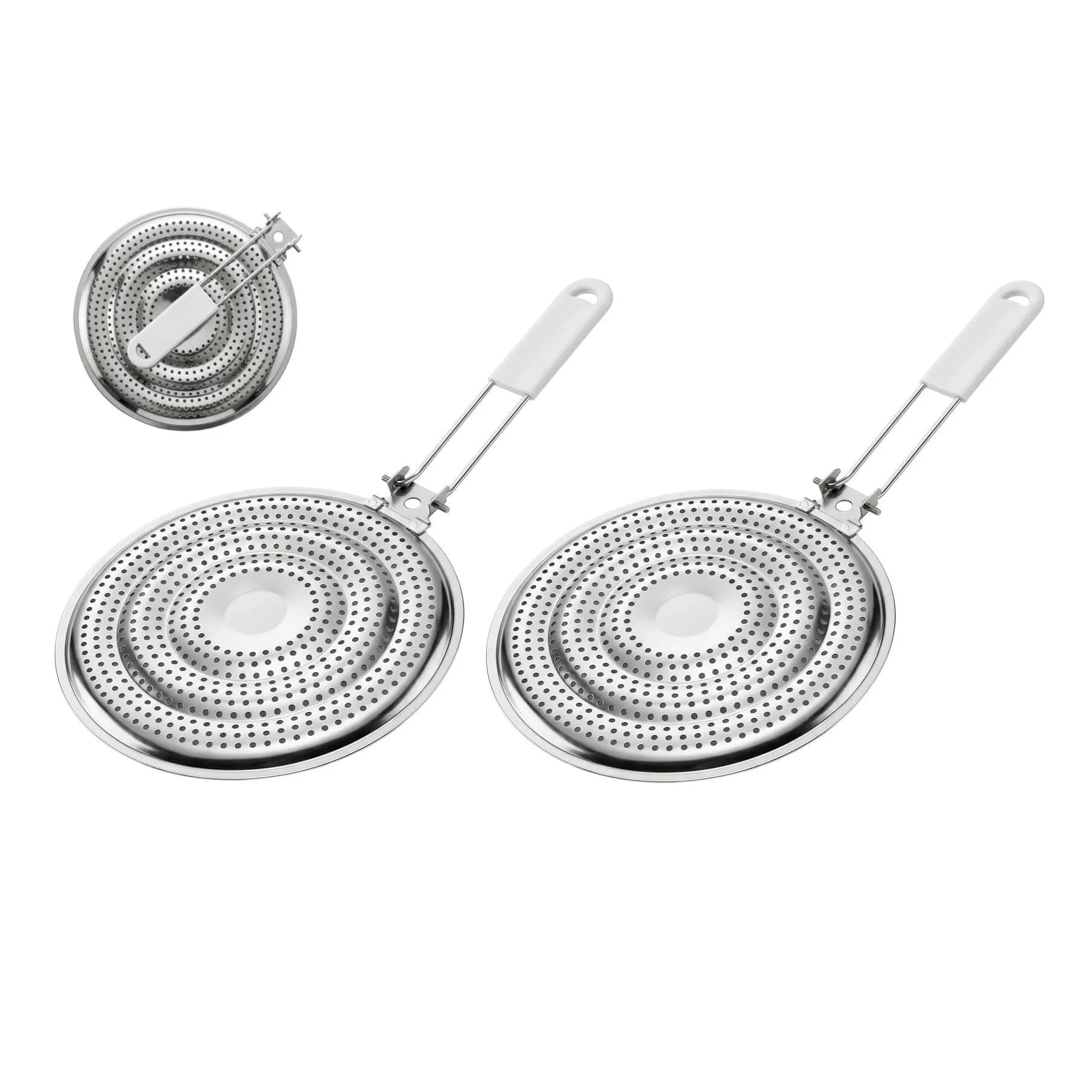 HIC Kitchen Heat Diffuser Set of 2 with Removable Handle, Stainless Steel 20.96cm (8.25-Inch) | Even Heat Distribution for Gas, Electric, Glass Stovetops — Stainless Steel