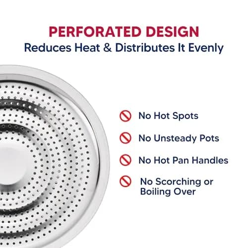 HIC Kitchen Heat Diffuser Set of 2 with Removable Handle, Stainless Steel 20.96cm (8.25-Inch) | Even Heat Distribution for Gas, Electric, Glass Stovetops thumbnail 2