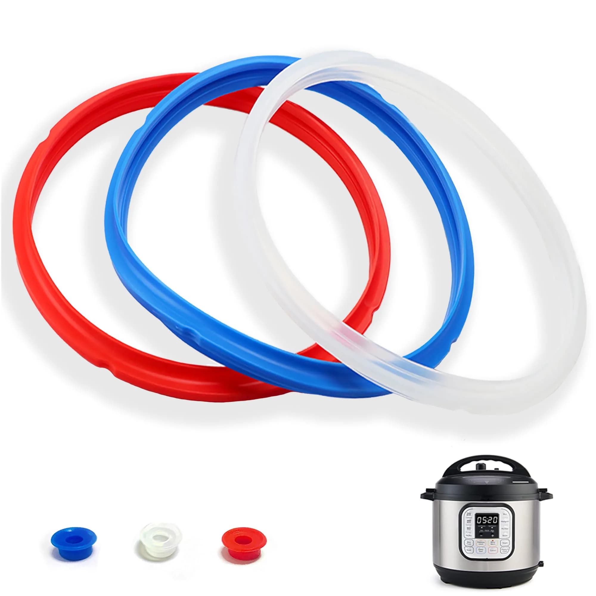 Fuator Silicone Sealing Ring for Instant Pot 6Qt (2 Pack) | Float Valve Caps Included — Mini 3Qt / Mini 3Qt 3Color