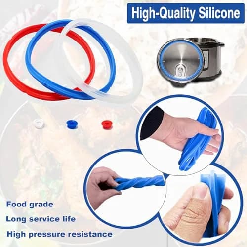 Fuator Mini 3Qt Instant Pot Sealing Ring & Float Valve Caps | 3 Pack Clear, Red, Blue thumbnail 7