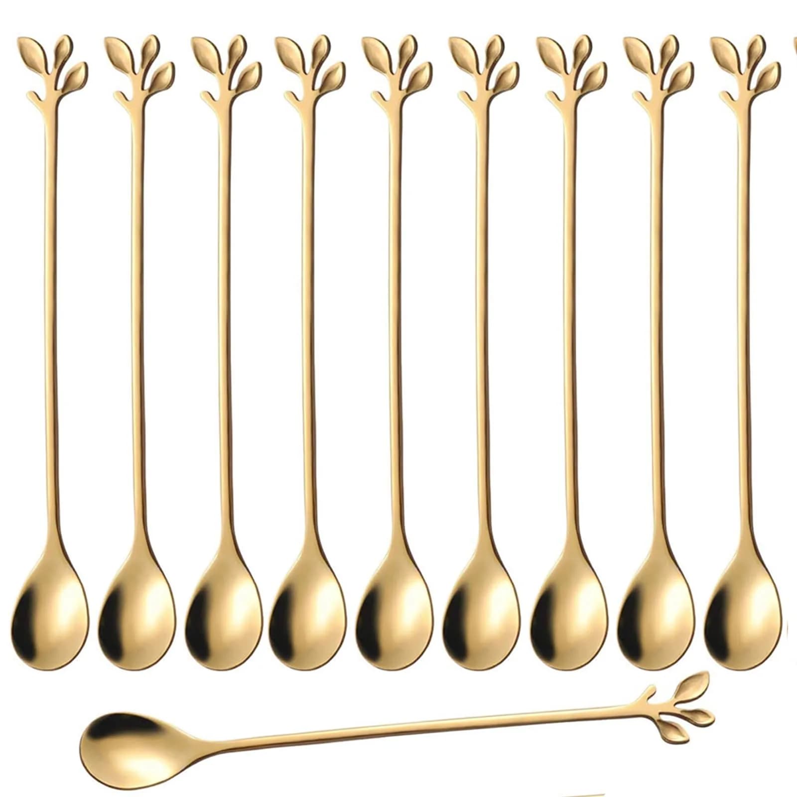 CAMDEA Mini Dessert Spoons 12cm (4.9 Inches) Set of 8 | Stainless Steel Espresso Coffee Spoons — Gold teaspoons 10 Pcs