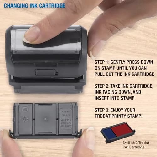 Trodat Printy 4912 Self Inking DIY Stamp Kit – Black Ink, 3/4" x 1-7/8" | Customizable message, water-based ink, eco-friendly thumbnail 5
