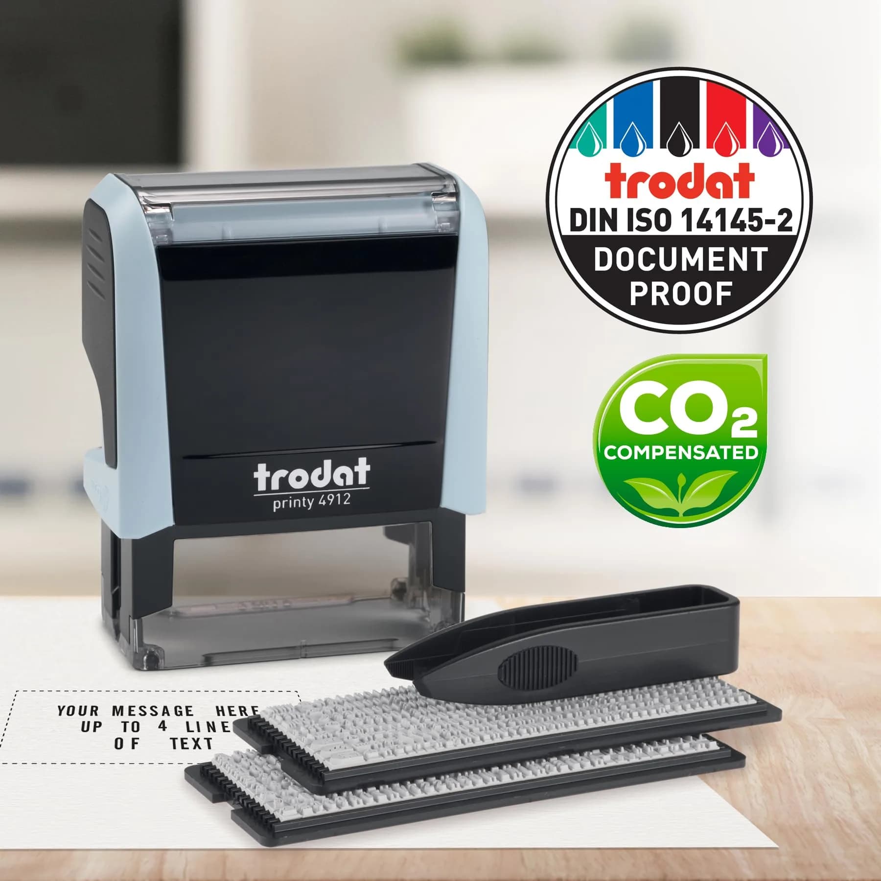 Trodat Printy 4912 Self Inking DIY Stamp Kit – Black Ink, 3/4" x 1-7/8" | Customizable message, water-based ink, eco-friendly - view 6