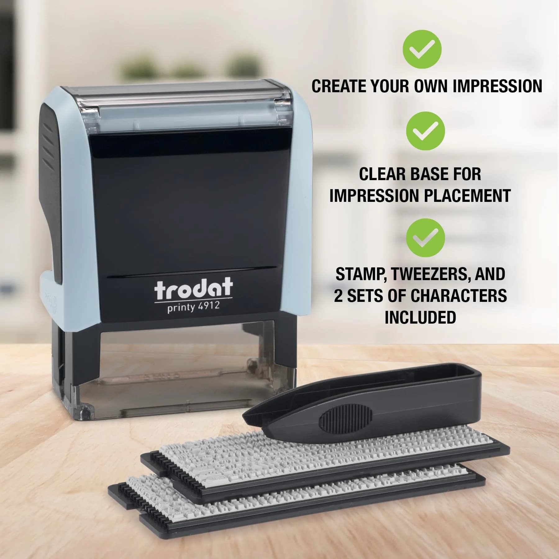 Trodat Printy 4912 Self Inking DIY Stamp Kit – Black Ink, 3/4" x 1-7/8" | Customizable message, water-based ink, eco-friendly - view 2