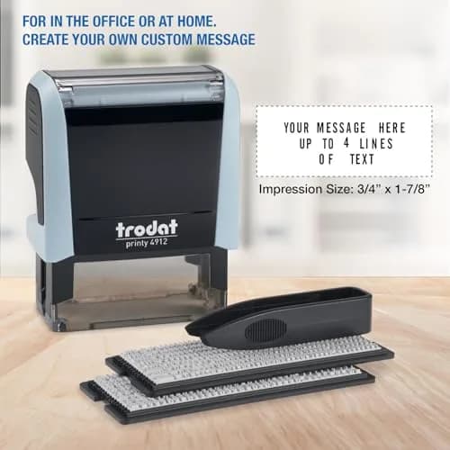 Trodat Printy 4912 Self Inking DIY Stamp Kit – Black Ink, 3/4" x 1-7/8" | Customizable message, water-based ink, eco-friendly thumbnail 3