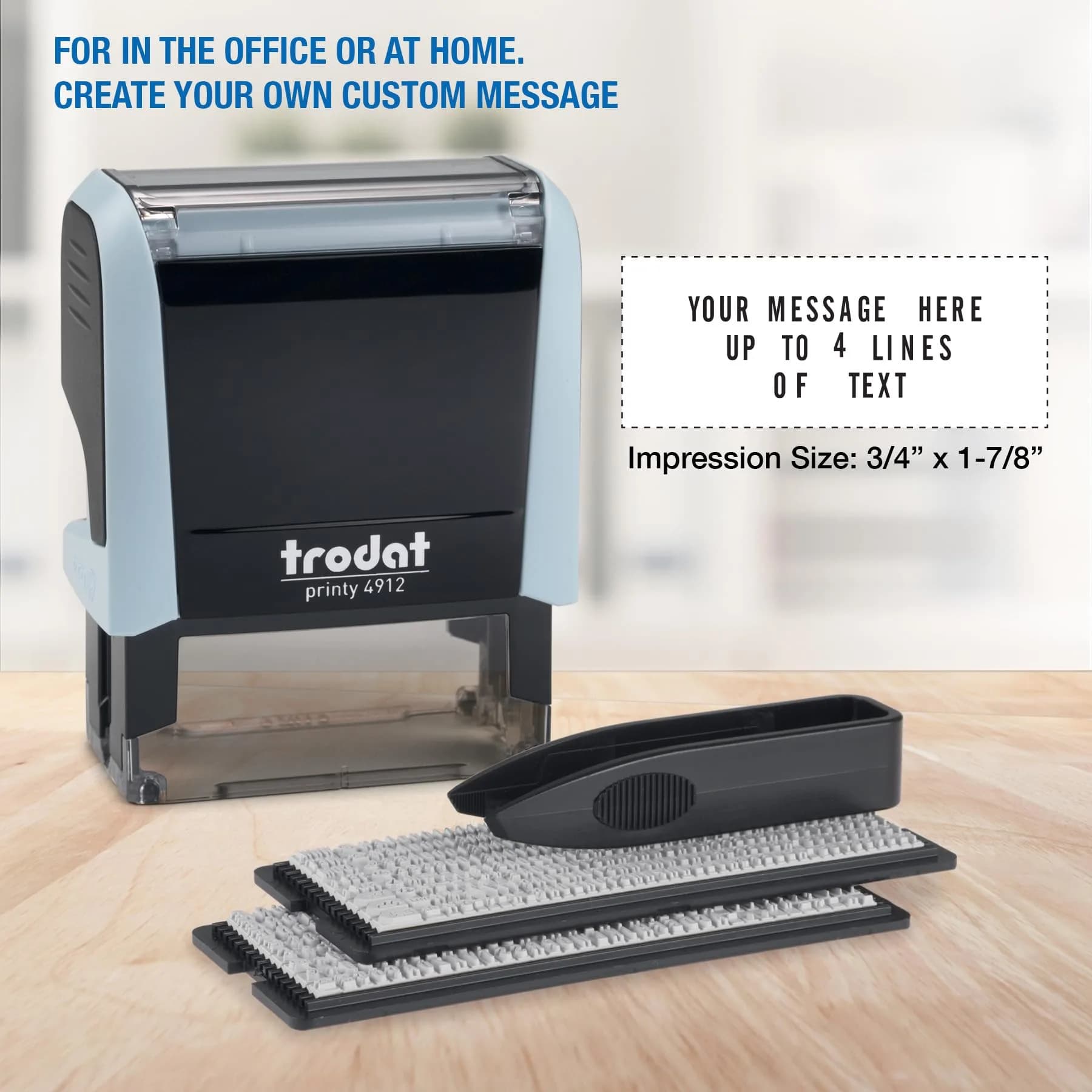 Trodat Printy 4912 Self Inking DIY Stamp Kit – Black Ink, 3/4" x 1-7/8" | Customizable message, water-based ink, eco-friendly - view 3