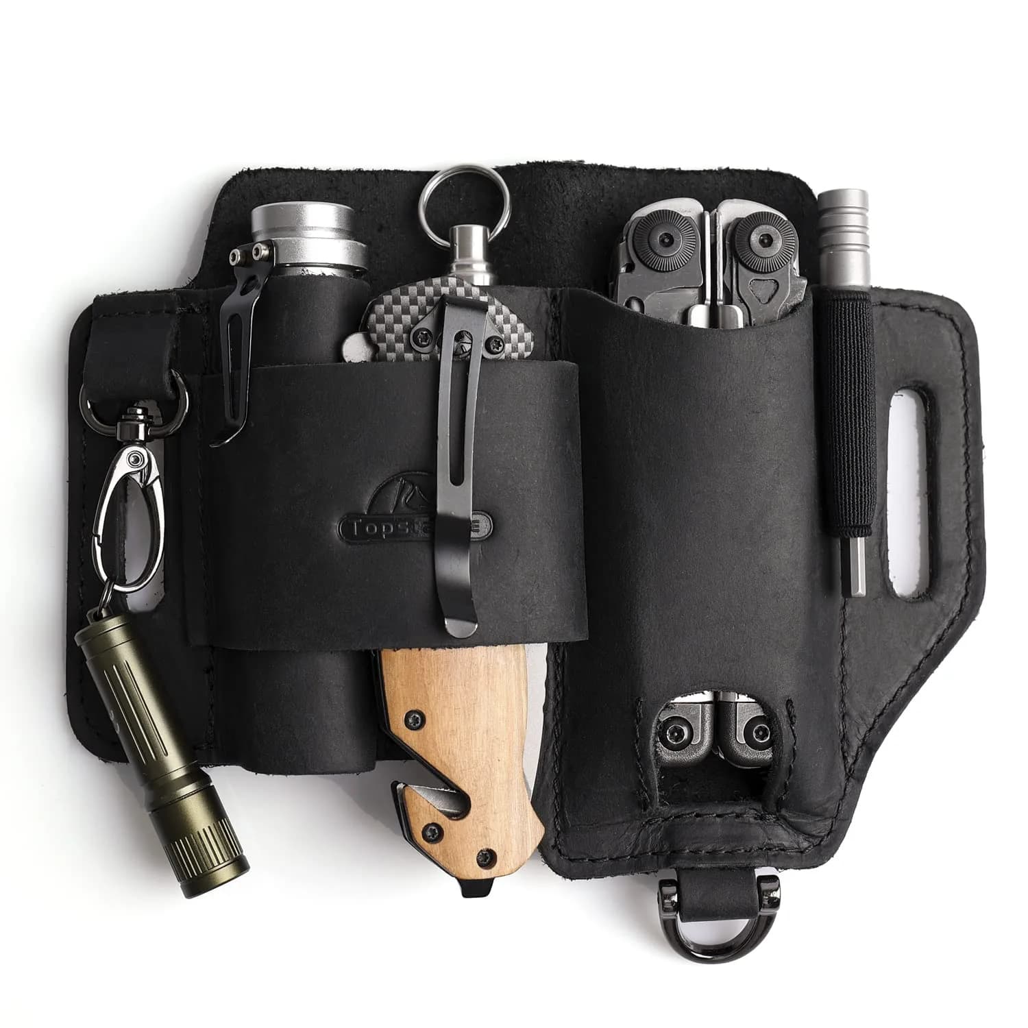 Topstache Leather Multitool Sheath EDC Belt Organizer for Work and Daily Use | Black-01