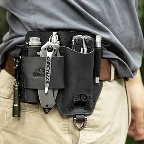 Topstache Leather Multitool Sheath EDC Belt Organizer for Work and Daily Use | Black-01 thumbnail 2