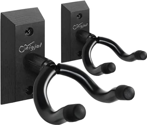 SNIGJAT Guitar Wall Mount 2 Pack, Matte Black Hardwood Guitar Hanger with Rotatable Yoke | Holds up to 20 lbs thumbnail 1