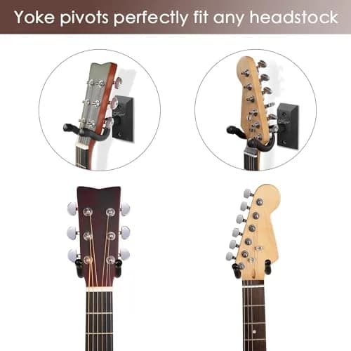 SNIGJAT Guitar Wall Mount 2 Pack, Matte Black Hardwood Guitar Hanger with Rotatable Yoke | Holds up to 20 lbs thumbnail 4
